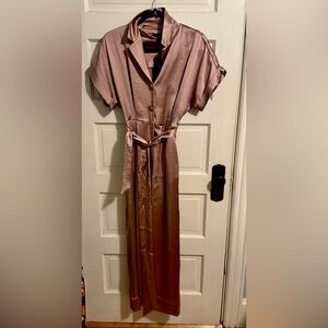 NWT Donna Karan Women's Belted Jumpsuit in dusty rose